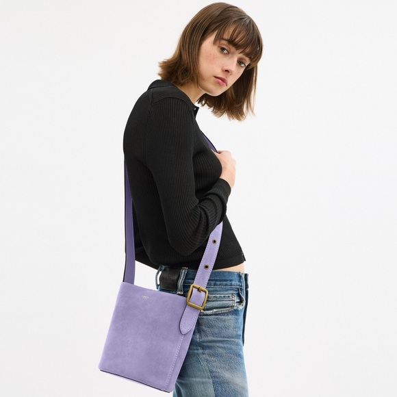 Coach Bleeker Bucket Bag 21 Violet Mist Suede Leather NWT - Picture 3 of 7